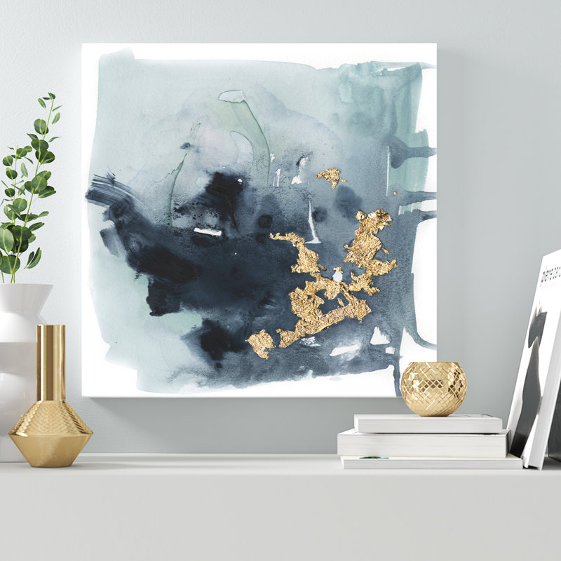 Cerulean & Gold I by Victoria Borges - Print, 51cm H x 51cm W, Wrapped Canvas