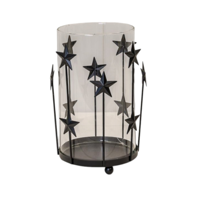 Large Black Metal Star Candle Holder 22cm, 22 cm H x 13 cm W x 13 cm D