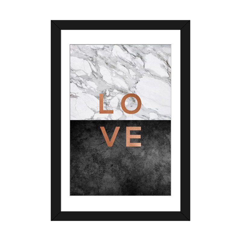«Love», impression sur toile, H 32 po x l 24 po x P 1 po, Papier d'art encadré noir, Blanc