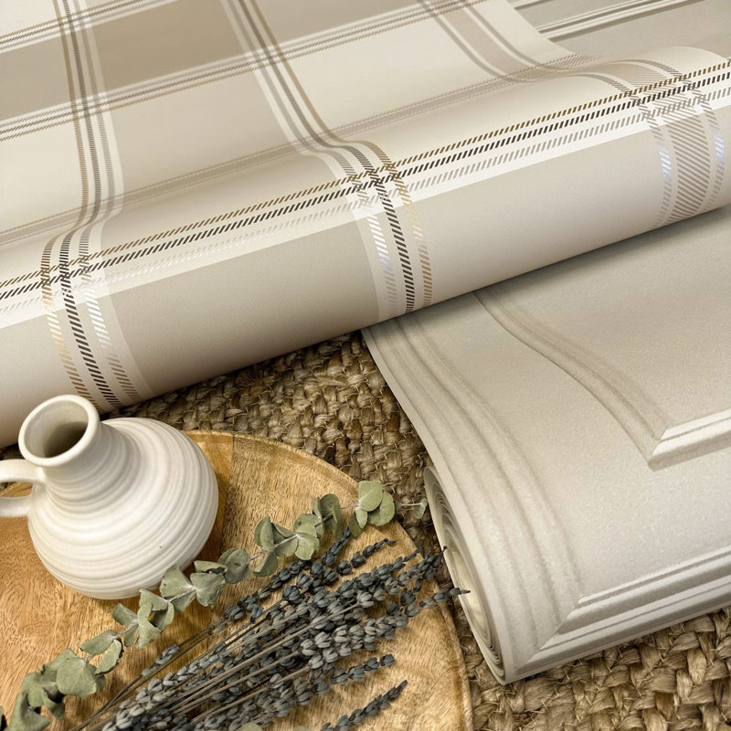 Braxton Check Wallpaper, Beige
