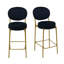 Ensemble de 2 tabourets de bar modernes en velours avec pattes de comptoir rondes en métal doré