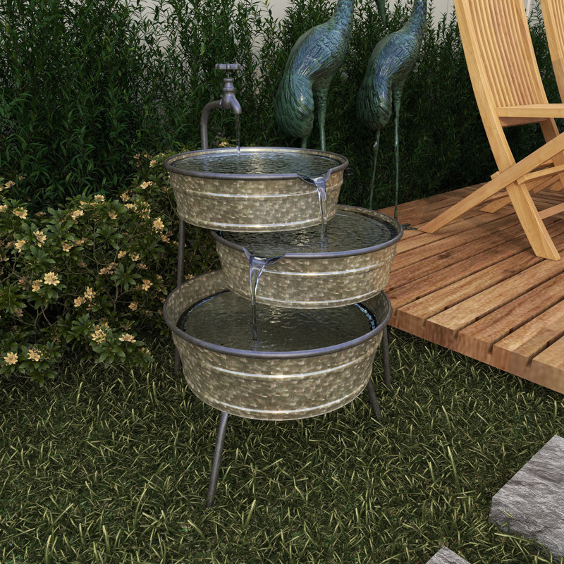 Outdoor Metal Weather Resistant Cascade Fountain