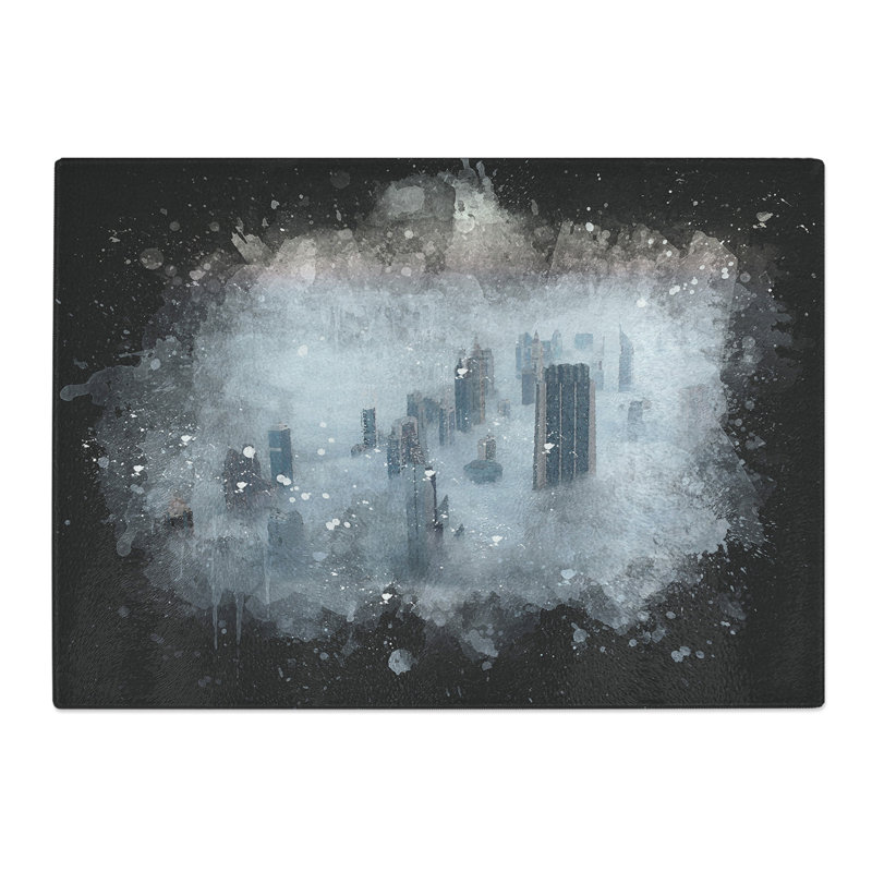 Dubai Skyline Vol.2 Paint Splash Chopping Board, 0.4cm H x 20cm W x 28.5cm L