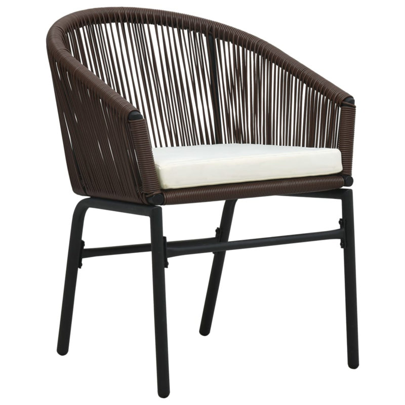 Kuo 3 Piece Lounge Chair with Cushions, Brown Frame/White Cushion