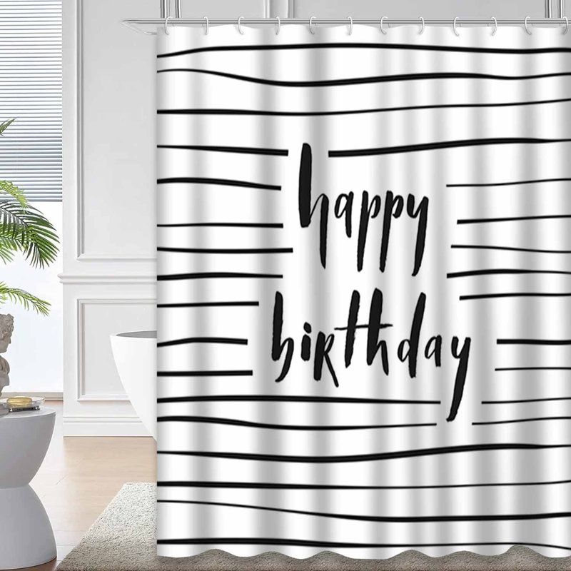 Rideau de douche avec 12 crochets Happy Birthday, L 72 po x l 84 po