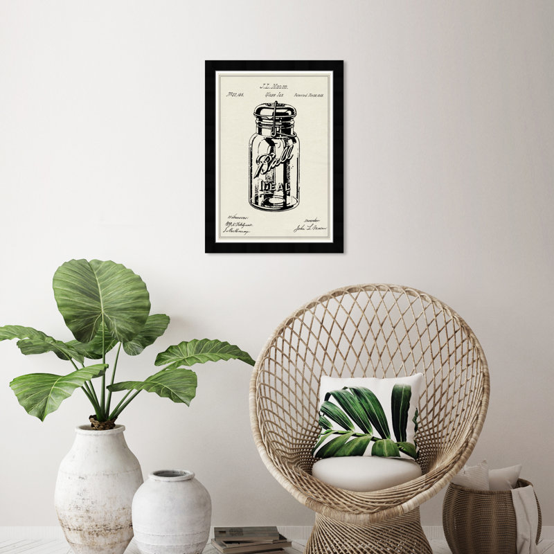 Food and Cuisine «Mason Glass Jar Vernis 3», reproduction d'art mural par Red Barrel Studio®, Noir