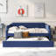 Upholstered Daybed With Trundle, Wood Slat Support,Upholstered Frame Sofa Bed ,-900572565