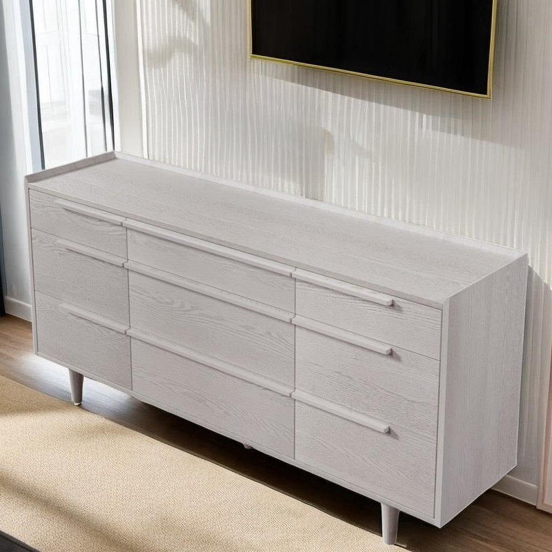Commode 9 tiroirs Elanora, Gris
