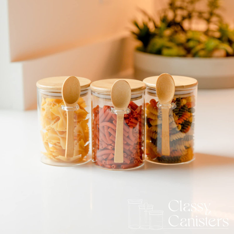 Kitchen Canisters Set Airtight Glass Jars with Bamboo Lids