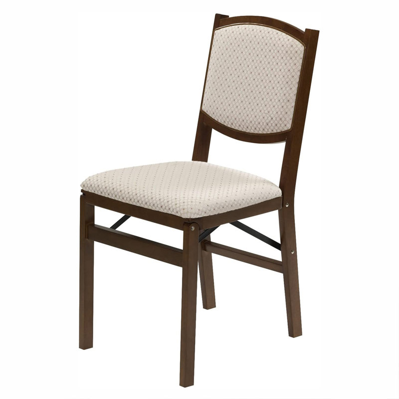 Brown Upholstered Wood Folding Dining Chair Set of 2