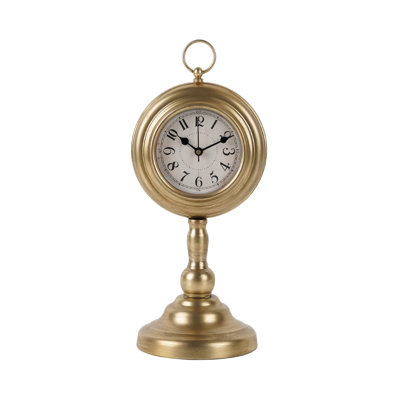 Horloge de table moderne et contemporaine à mouvement à quartz analogique et cristal en métal avec anneau supérieur