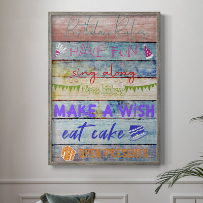 Birthday Rules Framed Print - Solid Wood