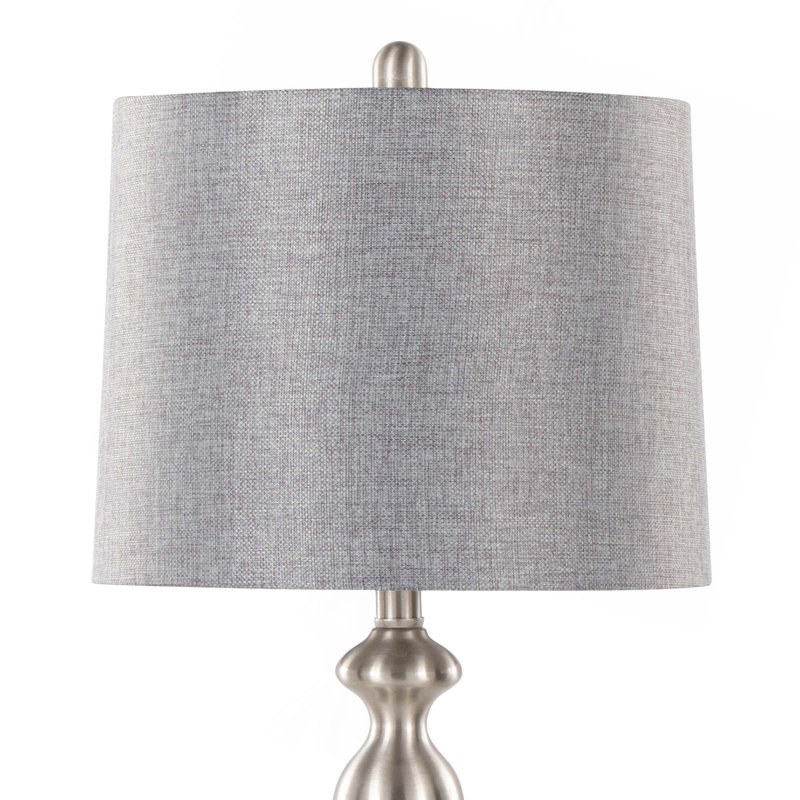 Ashland 27" Contemporary Metal Table Lamp with Linen Shade from Grandview Gallery by LumiSource - Set of 2, Silver