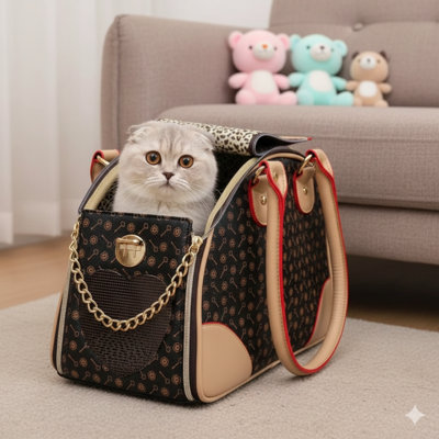 Sac de transport de luxe pour animal de compagnie, petit chiot, sac de transport pour chat, sac à main en cuir de polyuréthane imperméable de qualité supérieure pour les voyages à l'extérieur