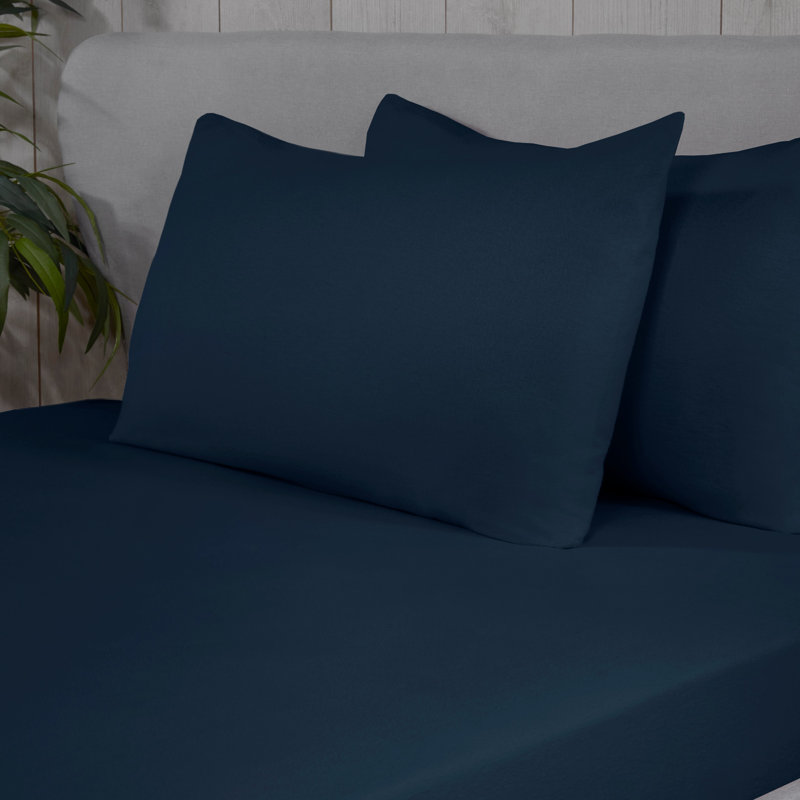 Felita Flannel Machine Woven Pillowcase - Set of 2, Navy