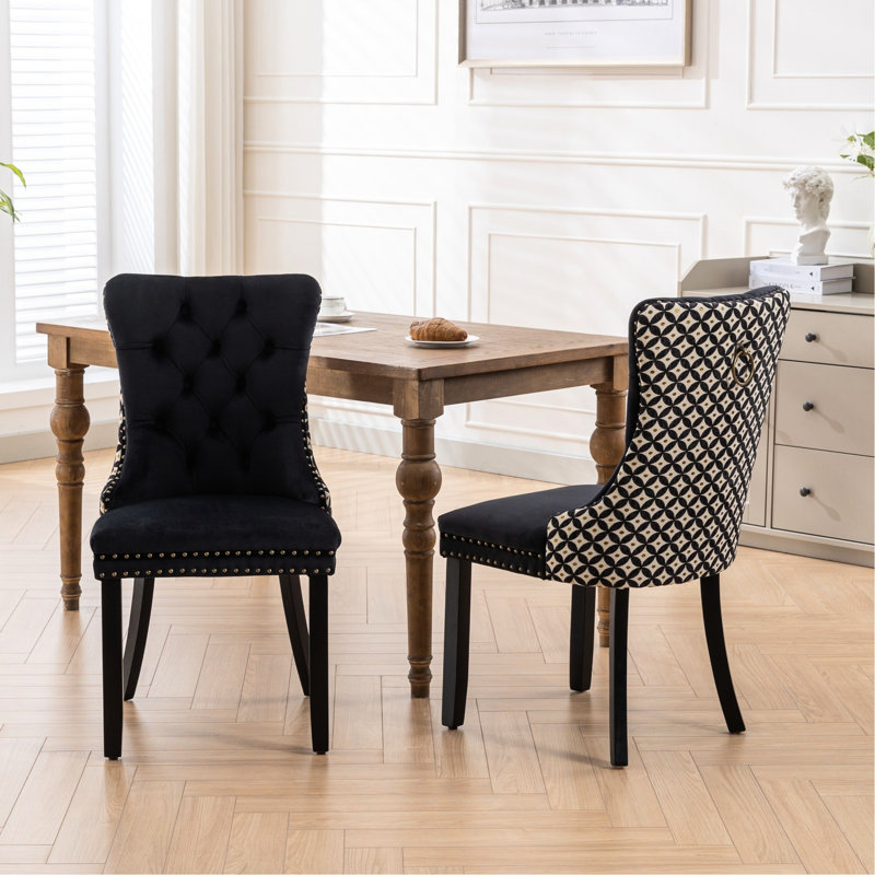 Chaises de salle à manger rembourrées en velours Contemporary, Noir