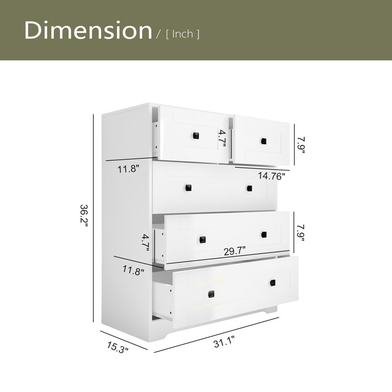 Commode à 5 tiroirs de couleur blanche