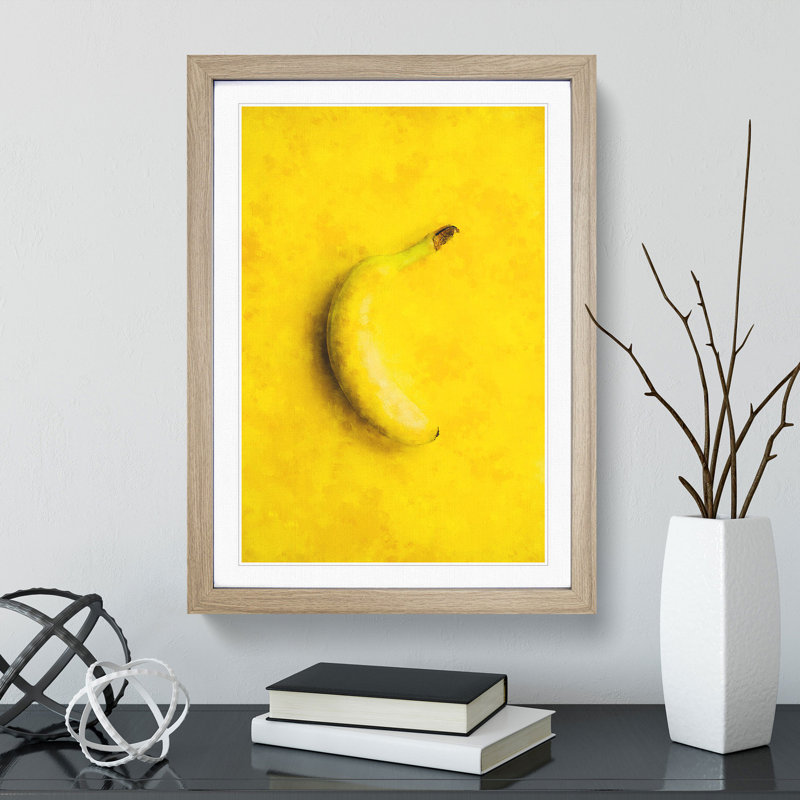 Yellow Banana - Picture Frame Graphic Art, Oak Framed, 36cm H x 27cm W x 2cm D