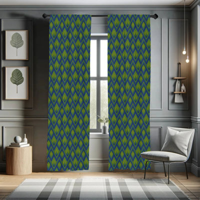 Wave Geometric Semi-Sheer Rod Pocket Curtain Panels