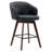 Mid-Century Modern Faux Leather Counter Stool, Upholstered Swivel Barstool With Wood Legs, Counter Height Stool with Wingback, Footrest, For Kitchen Island Bar Counter,  Black, Single-1858234489-1855512861
