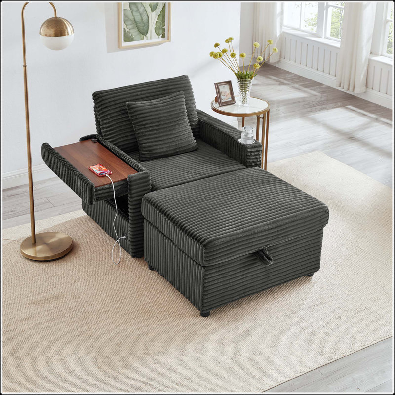 Canapé avec repose-pieds Fluffy, Dark Gray