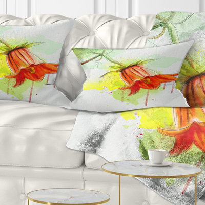 Coussin lombaire en aquarelle d’esquisse floral bellflower