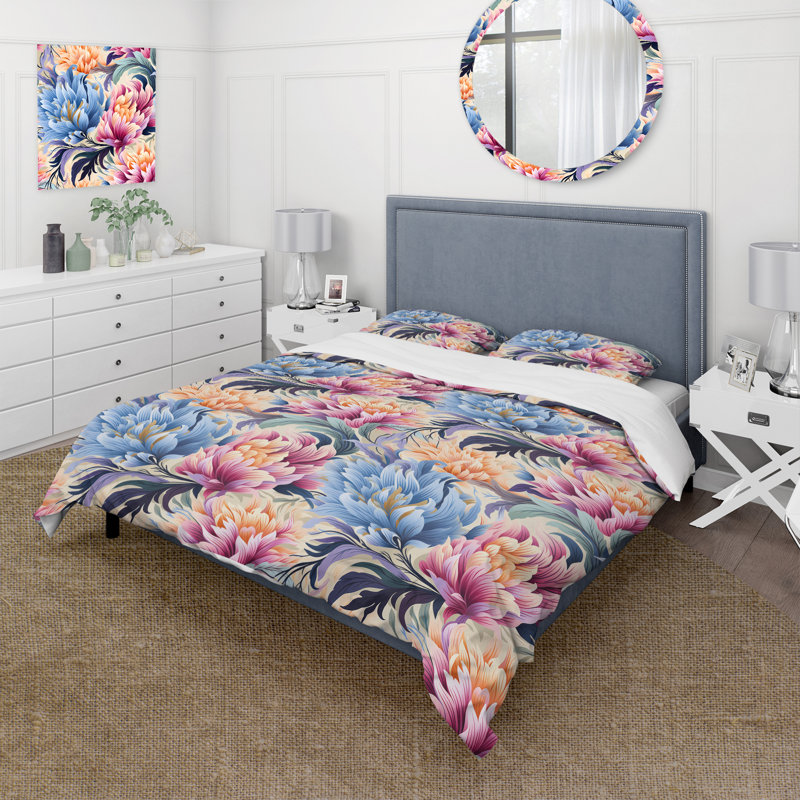 Ensemble de housse de couette floral Enchanting, Housse de couette pour grand lit et 2 taies décor