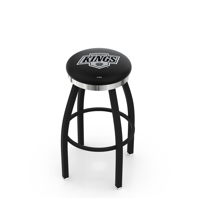 NHL 30" Swivel Bar Stool with Cushion, Ride noire, Chrome, Los Angeles Kings