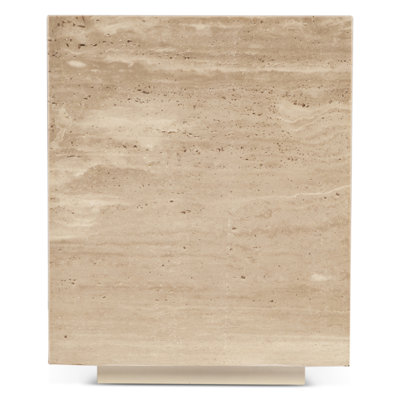 Giza 18" Drum Side Table in Travertine Stone