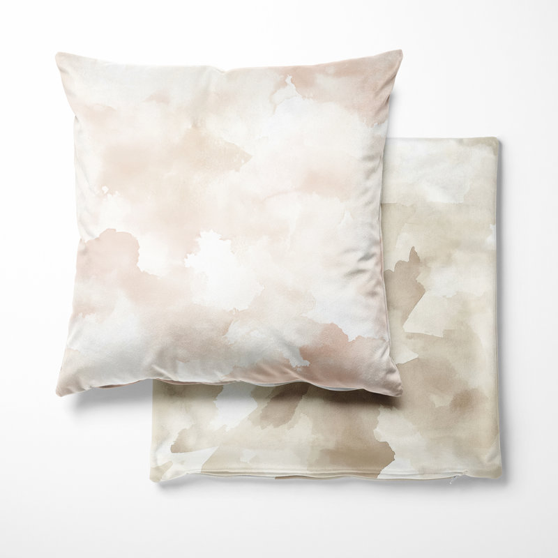 Coussin décoratif abstrait à imprimé abstrait - brume beige, H 18 po x l 18 po