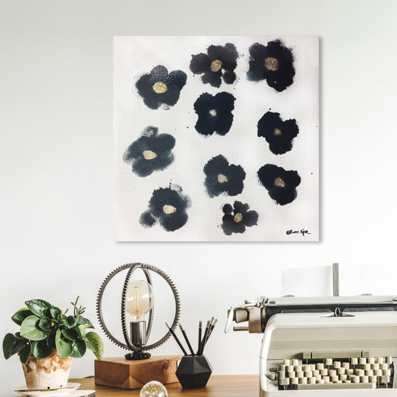 Coco's Gold Camellias - Graphic Art, Wrapped Canvas, 12" H x 12" W, No Mat