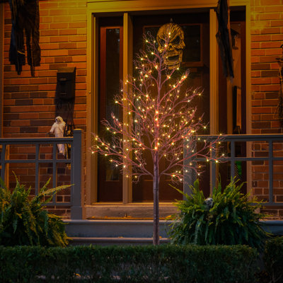 6FT Halloween Willow Tree 200 LED Lights Artificial Black Spooky Tree