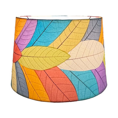 Real Leaf Drum Lamp Shade in Red/Blue/Pink
