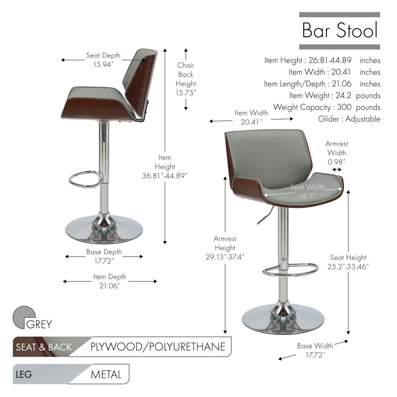 Tabouret de bar Maximo, gris
