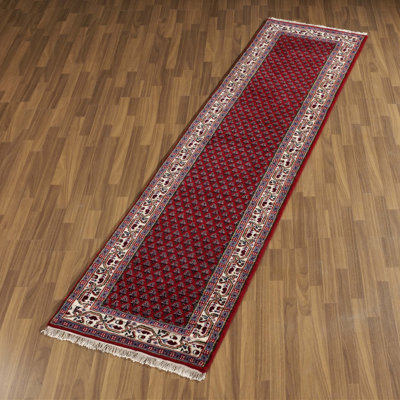 Mir Hand Knotted Wool Red Rug
