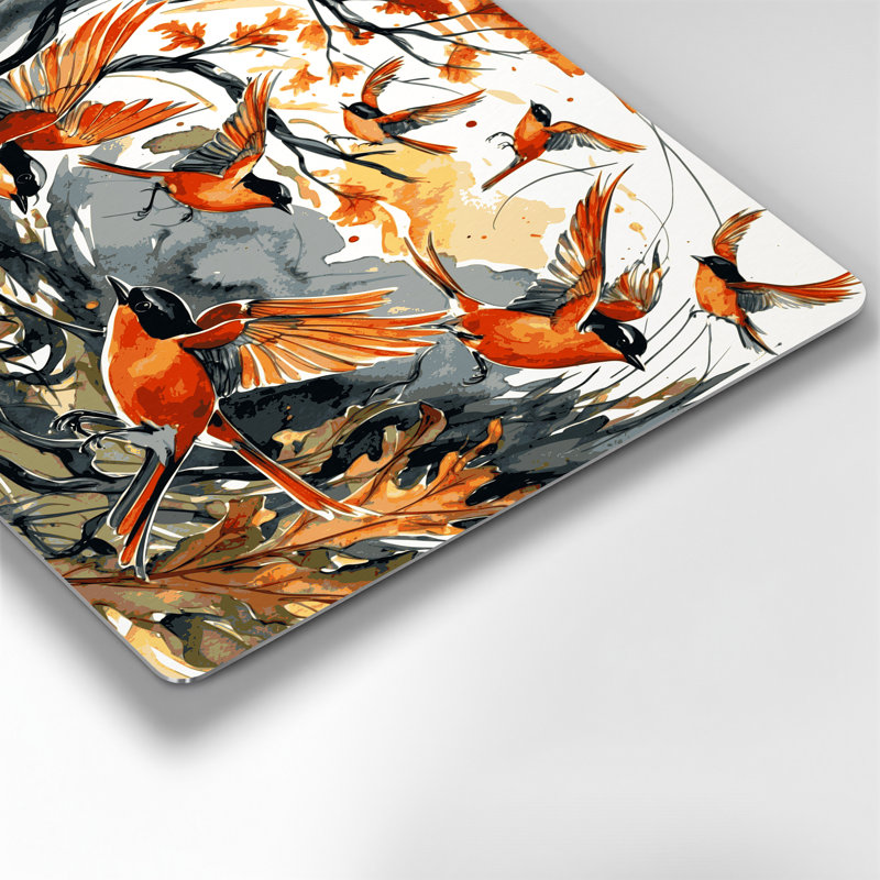 Oiseaux communs, art mural noir Redstart, H 11 po x l 14 po