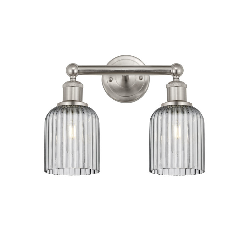 Edison Addeline 2 Light 14" Bath Vanity Light Shade, Satin Nickel, Smoke Gray