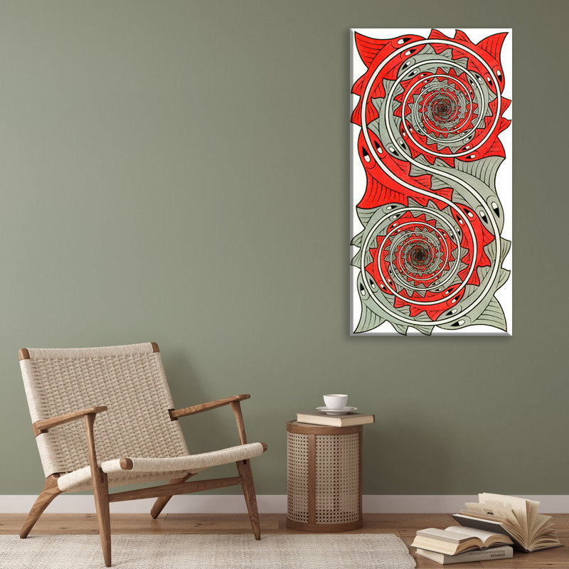 Toile tendue avec tourbillons Whizzs par M.C.Escher, H 40 po x l 28 po