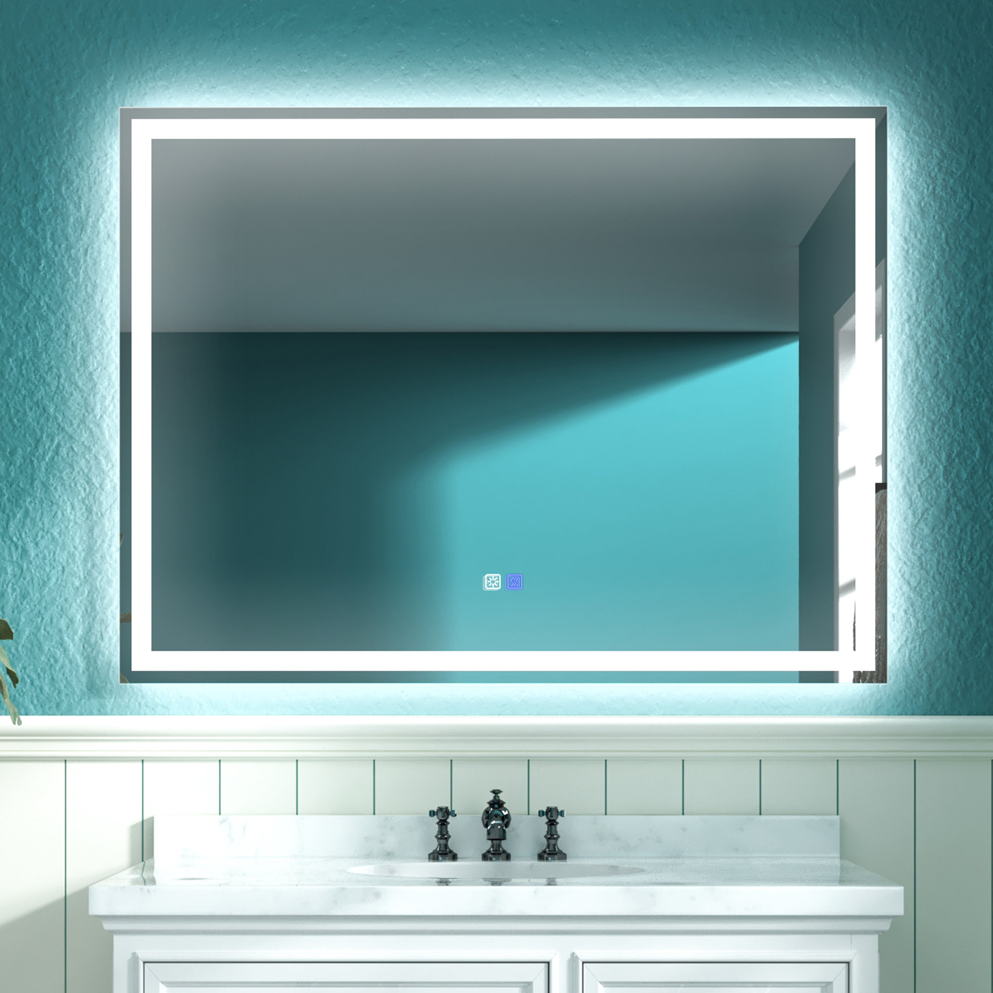 Aolaith Wall Mounted Rectangular Frameless Anti Fog LED Light Bathroom Mirror,Dimmable Vanity Mirror Wrought Studio Size: 36 H x 28 W