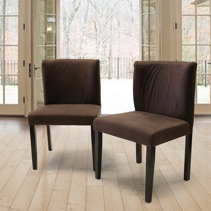 18'' H Linen Upholstered Walnut Side Chair