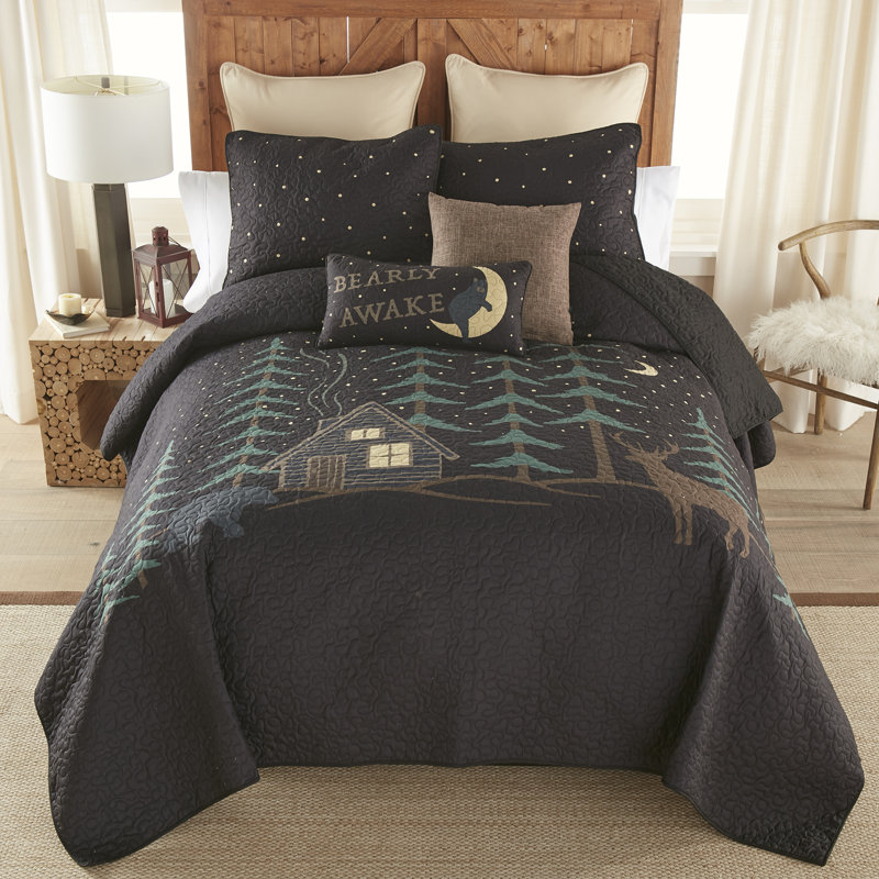 Donna Sharp Evening Lodge 2pc Printed Bedding Collection, Twin Quilt + 1 Sham
