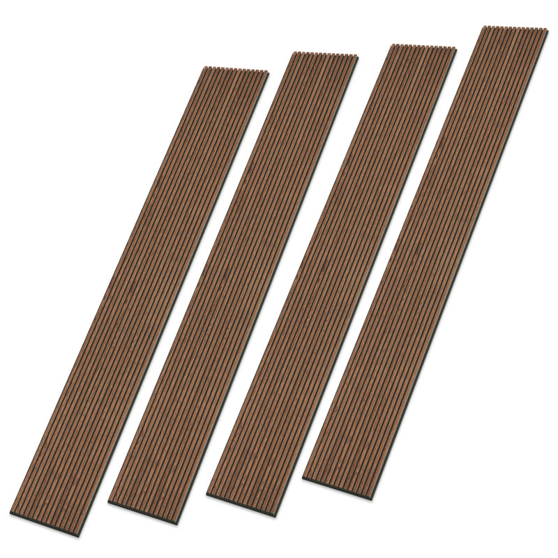  4 panneaux muraux 3D à panneau acoustique 3D de 94,5 po x 12,6 po - Panneaux muraux décoratifs à lattes en bois insonorisées Brwon (33 pieds carrés)