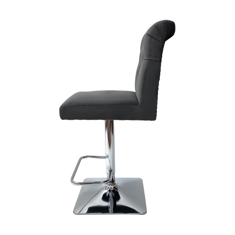 Segarra Swivel Upholstered Adjustable Height Counter Stool with Metal Frame, Grey 