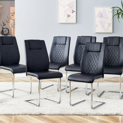 Chaises de salle à manger confortables en cuir d'unité centrale avec pieds en métal, 6 pour une expérience relaxante et 6