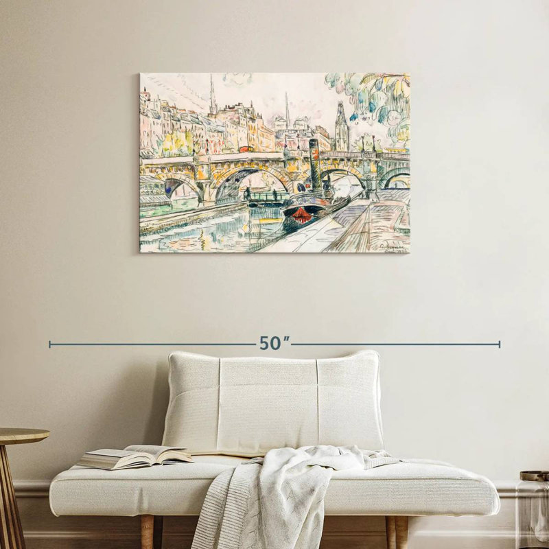 Remorqueur au Pont Neuf Paris, H 24 po x l 36 po