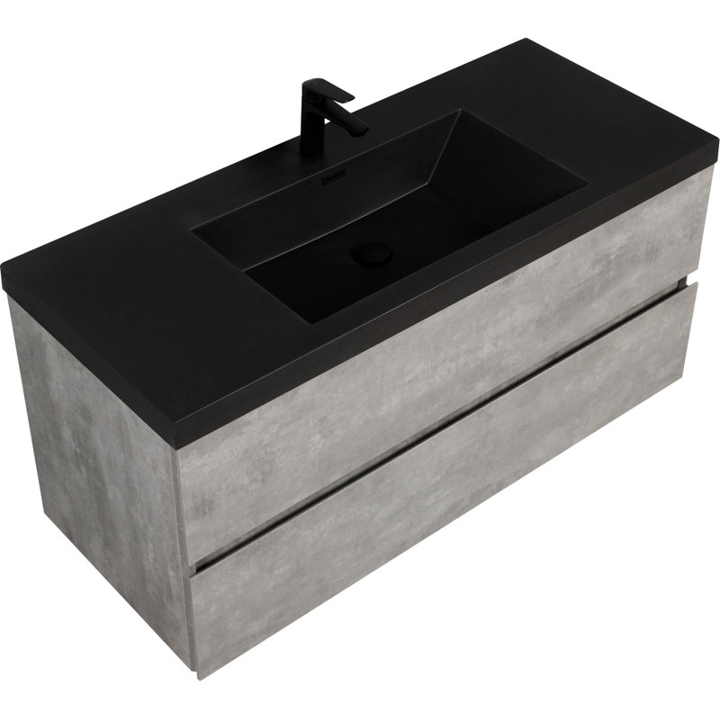 Meuble-lavabo flottant 48 po avec lavabo en céramique et tiroir 48 po