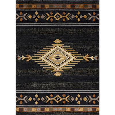 Tribes GC_YLS4001 Black 2 Ft. X 3 Ft. Southwest Area Rug