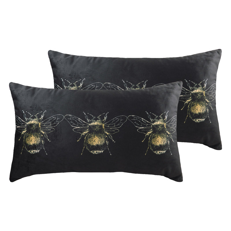 Geometric Rectangular Cushion, Black