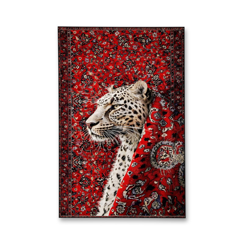 Tapis vert tissé à motif floral lavable Mosso, 4 pi 11 po x 9 pi 10 po