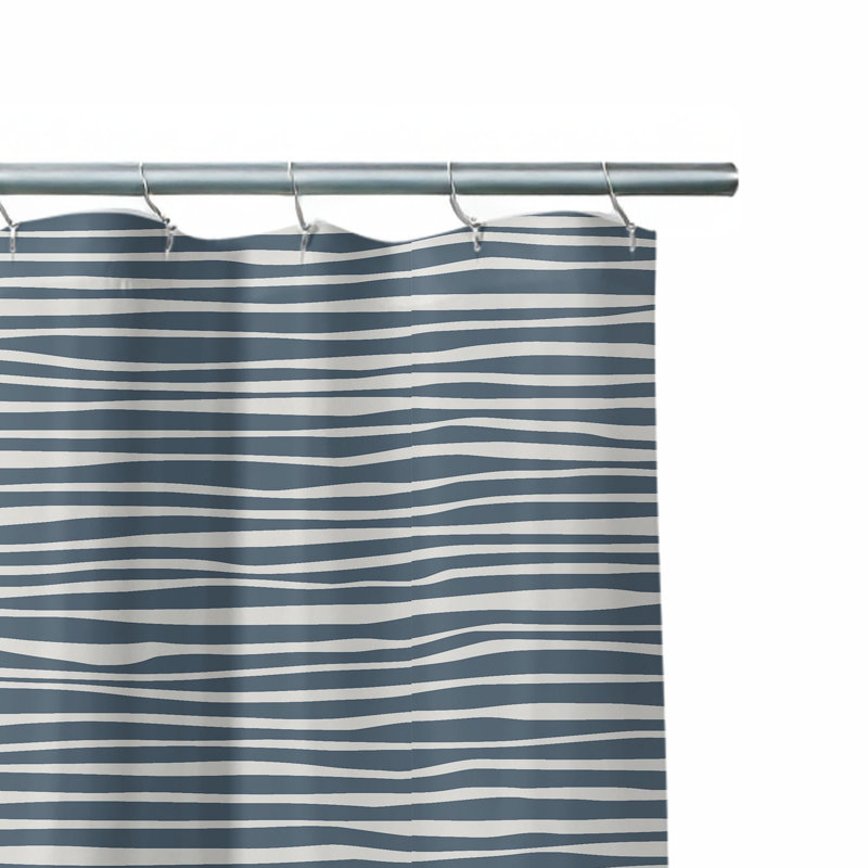 Rideau de douche ultra-mince Thick N Thin, H 70 po x l 90 po, Bleu rayé 6